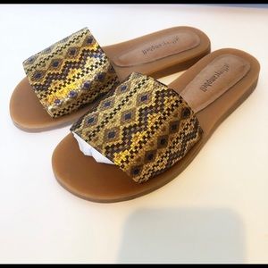 New Jeffery Campbell Bronze Aztec Metallic Slip On